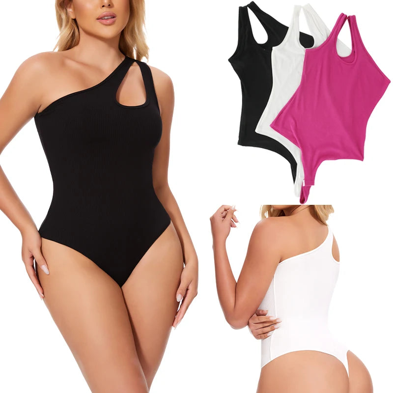 Sexy Ribbed Thong Jumpsuit with Tummy Control.