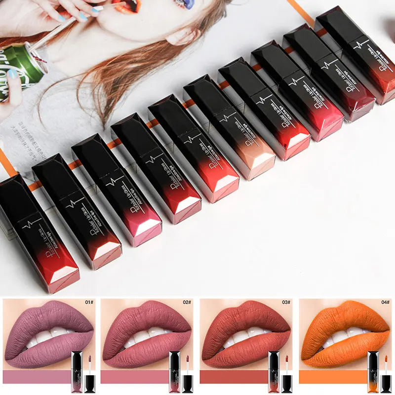 Matte Liquid Lipstick Waterproof Long Lasting Lip Gloss Tint Sexy Red Nude Purple Metallic Lipsticks Makeup Cosmetics Gifts YZL1 - GSINAS.com