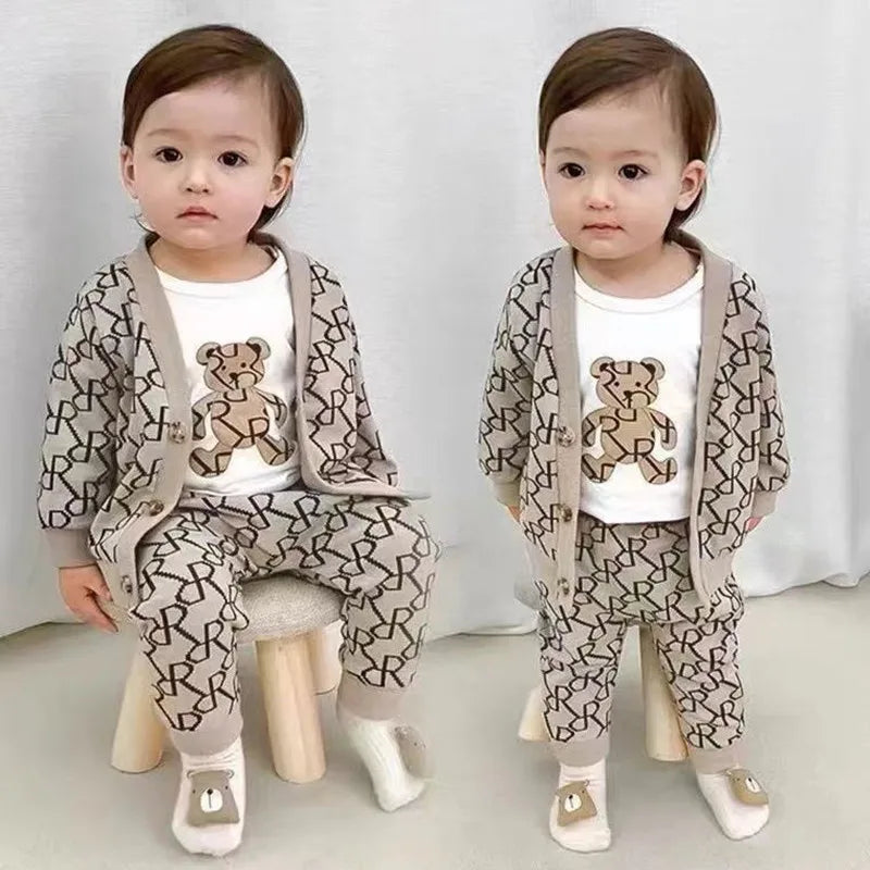 2024 Spring Autumn Baby Boys Girls Clothes New Desginer Round Neck Cartoon T-Shirt Tops+Sport Pants 2pcs Set For Toddler 1-4T - GSINAS.com