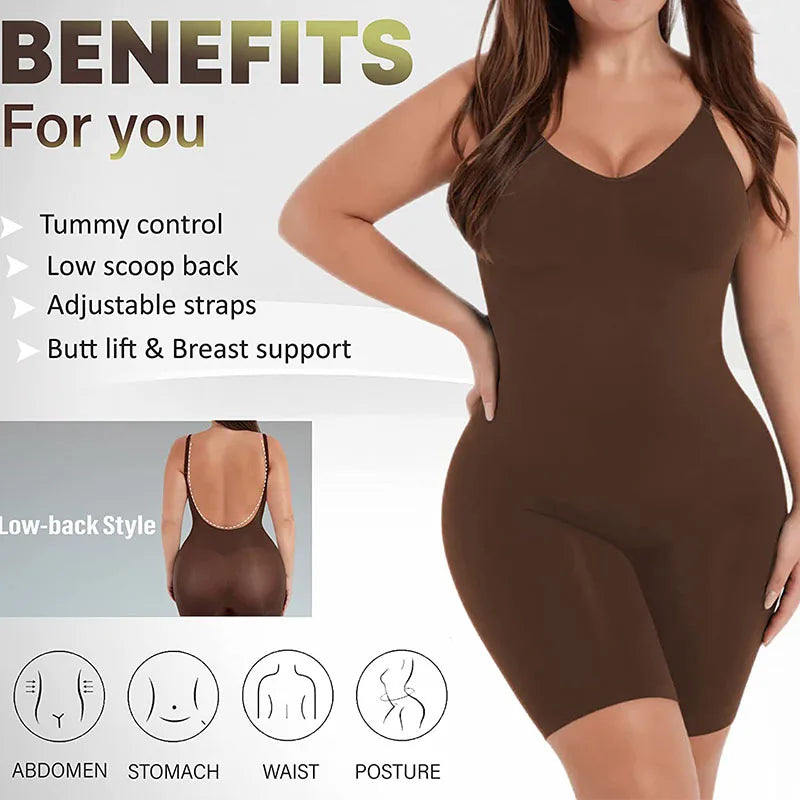 Low Back Seamless Body Shaper with Thigh Slimming and Backless Design. - GSINAS.com