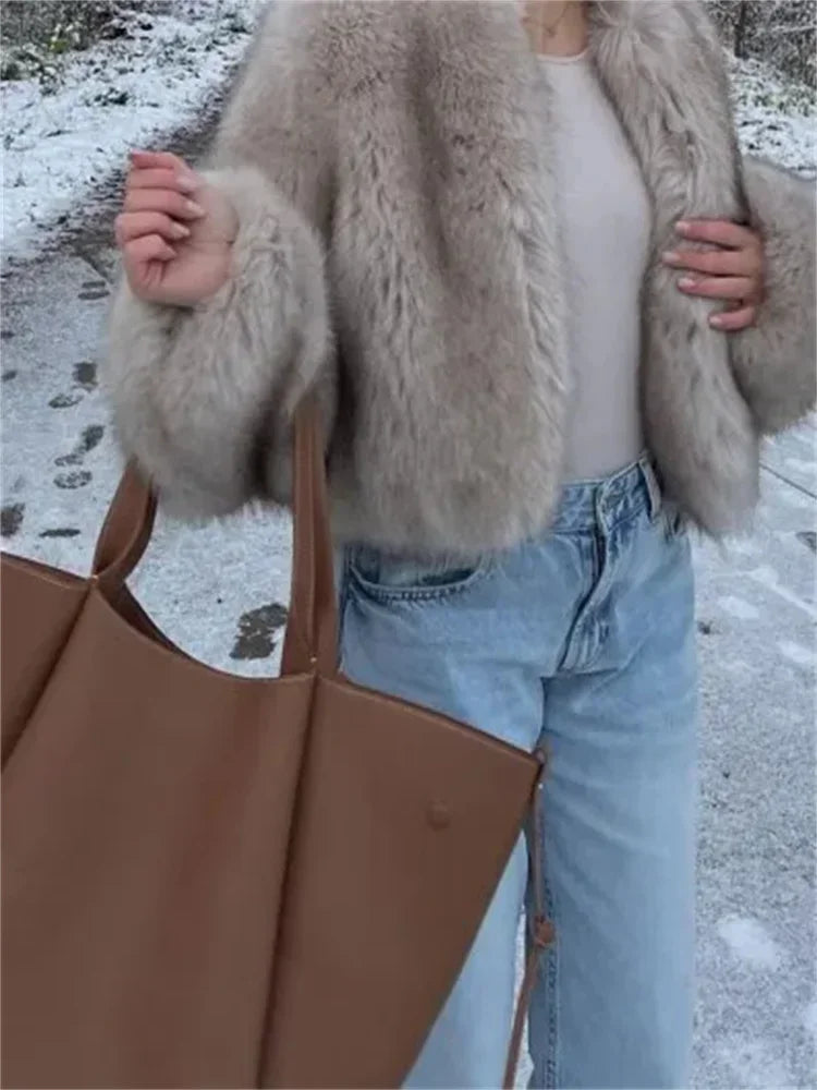 Fashion Fluffy Faux Fur Coat For Women