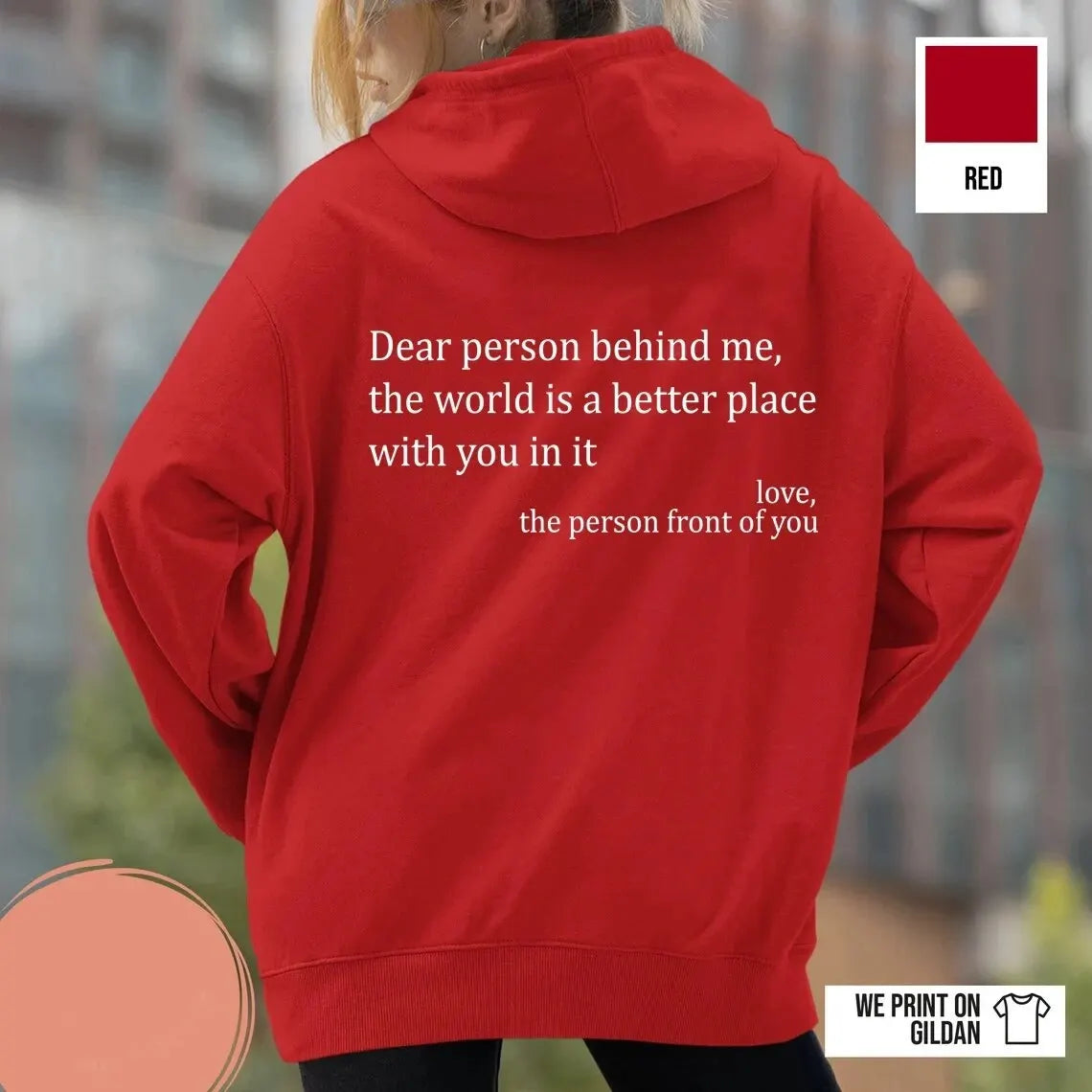 Hoodie Funny Dear Person Behind Me Positive Quotes Aesthetic Pullover Trendy Mental Health Be Kind Hoodies