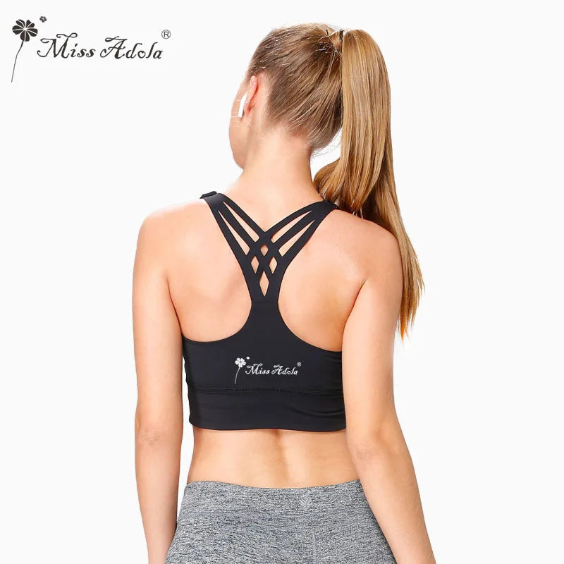 Women's Yoga Short Tank crop Top with Black Solid Sports Fitness ventilate Backless Brazilian tracksuit sportset - GSINAS.com