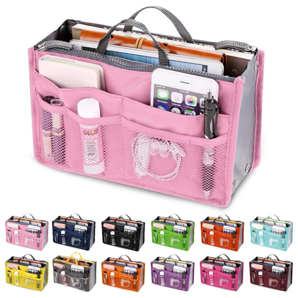 Organizer Insert Bag Women Nylon Travel Insert Organizer Handbag Purse Large Liner Lady Makeup Cosmetic Bag - GSINAS.com