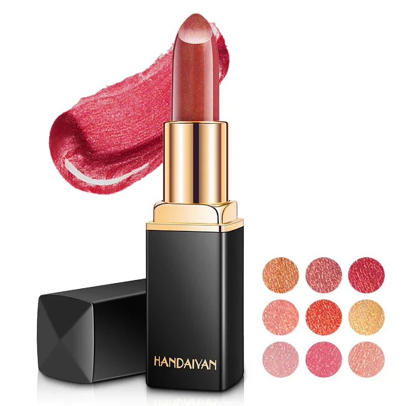 Waterproof Nude Glitter Lipstick 9 Colors Long Lasting Non-stick Cup Velve Red Mermaid Sexy Shimmer Lipsticks Makeup Cosmetic - GSINAS.com