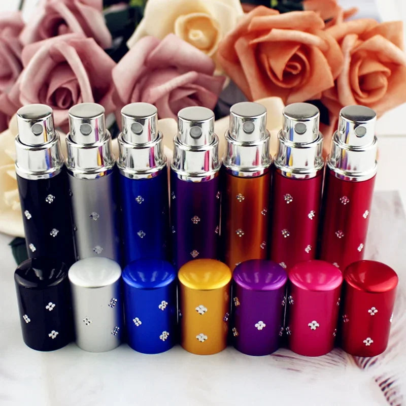 1PC 5ml 10ml Mini Portable Perfume Bottle Travel Refillable Empty Perfume Atomizer Metal Spray Scent Pump Case