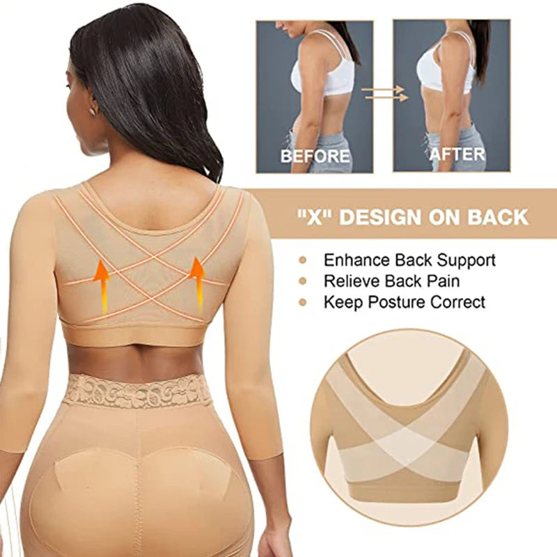 Arm Shaping Compression Tops - Slimming Half Sleeves with Post Surgery and Posture Support.