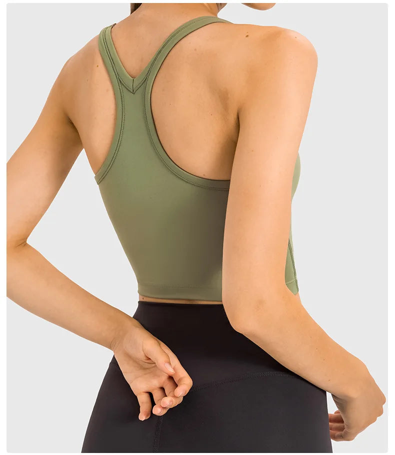 New Yoga Tank Top with Chest Pads for Women Fitness Shockproof Sports Bra solidcolour female - GSINAS.com