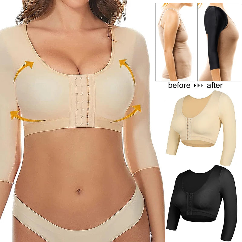 Arm Shaping Compression Tops - Slimming Half Sleeves with Post Surgery and Posture Support.