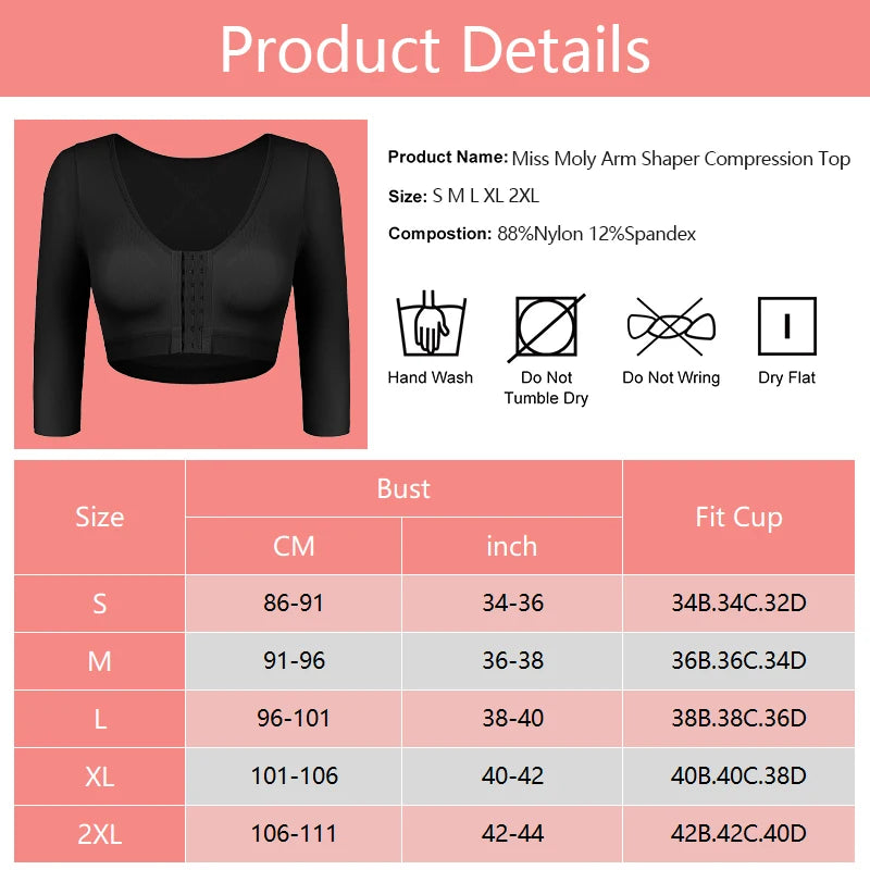 Arm Control Post Surgery Shaper Top - Compression Body Shaping with Front Closure Bra. - GSINAS.com