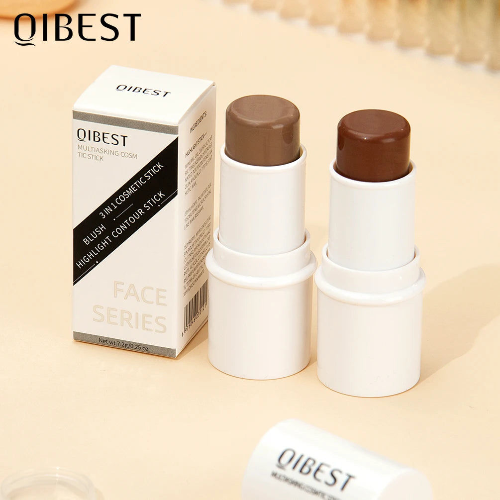 QIBEST Face Makeup Bronzer Stick Cream Rouge Tint Contouring Makeup Cosmetic Highlighter Bronzer Pen Women Face Illuminator 7.2g