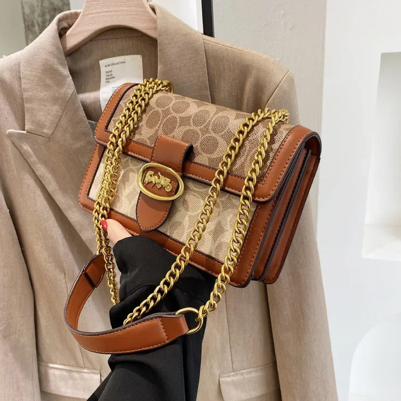 Luxury Trendy Messenger Shoulder Bag Retro Small Square Bag Ladies Chain Shoulder Bag Handbags - GSINAS.com