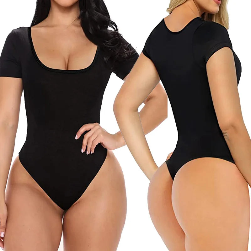 Body Shaper Bodysuit - Open Crotch Spandex Elastic U Neck with Tummy Control. - GSINAS.com