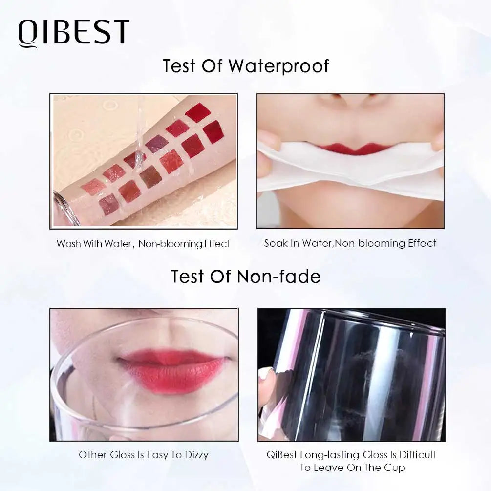 QIBEST Matte Liquid Lipstick Waterproof Long Lasting Lip Gloss Velvet Mate Nude Red Tint Tube Lipsticks Lipgloss Makeup Cosmetic - GSINAS.com