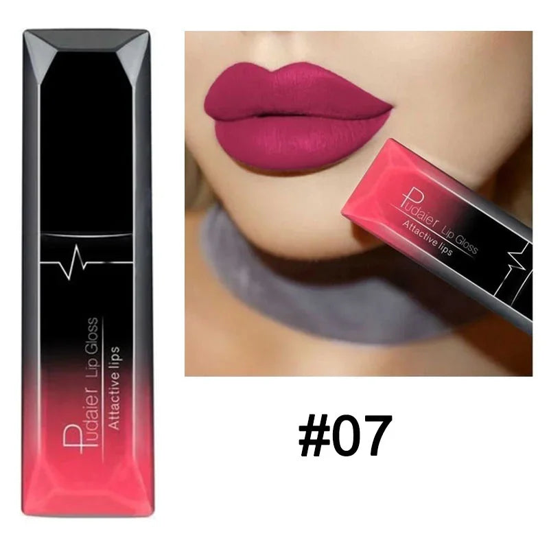 Matte Liquid Lipstick Waterproof Long Lasting Lip Gloss Tint Sexy Red Nude Purple Metallic Lipsticks Makeup Cosmetics - GSINAS.com