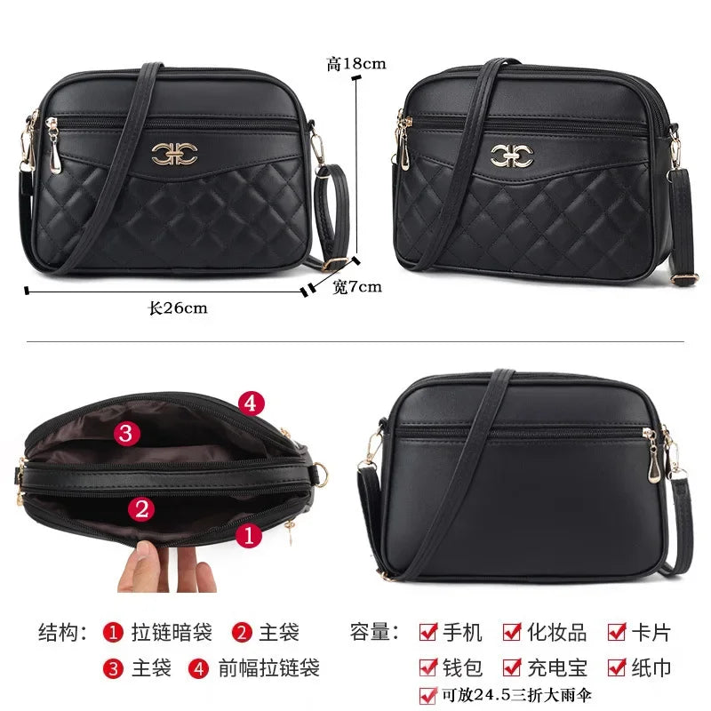 2023 New Four Layer High Capacity Middle Aged Women's Bag Fashion Lingge Crossbody Shoulder Bag Versatile Camera Square Handbag - GSINAS.com