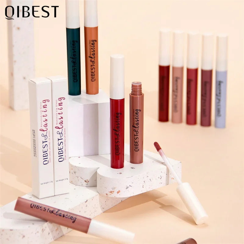 QIBEST 24 Colors Matte Nestemäinen Huulipuna Vedenpitävä Pitkäkestoinen Velvet Red Huulikiilto Sävy Meikki Kosmeettiset Huulipunat Huulikiillot 