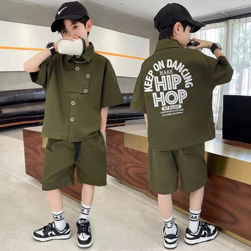 Tracksuit For Boy Sets For Children Boy Children Clothing 2024 New Boys' Summer Children's WearT-shirt+ shorts 2pcs - GSINAS.com