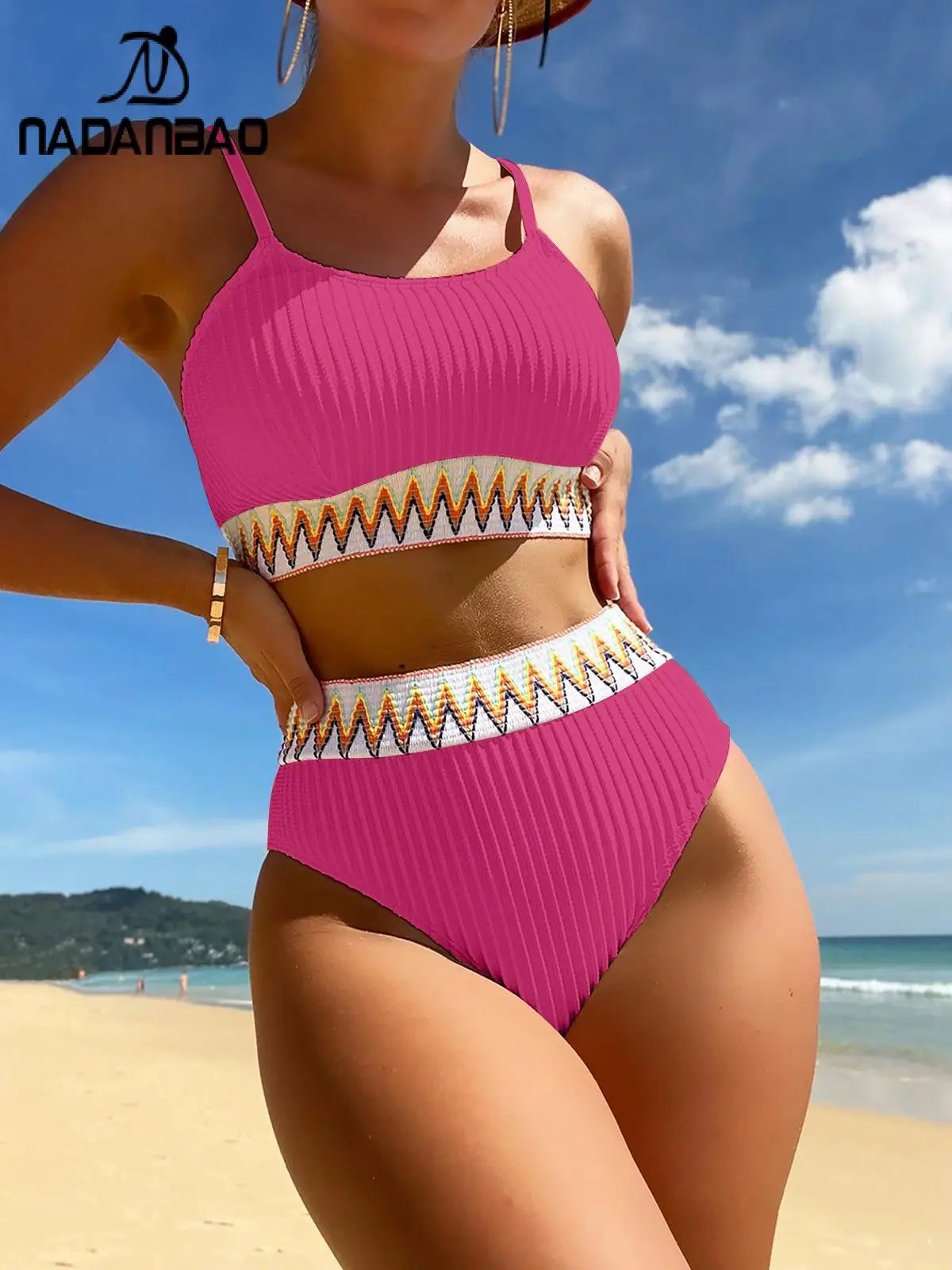 Nadanbao Sexy Solid Two Piece Bikini Set Set Woman High Waist Fashion Backless Swimwear Female Beach Party Swimming Suit - GSINAS.com