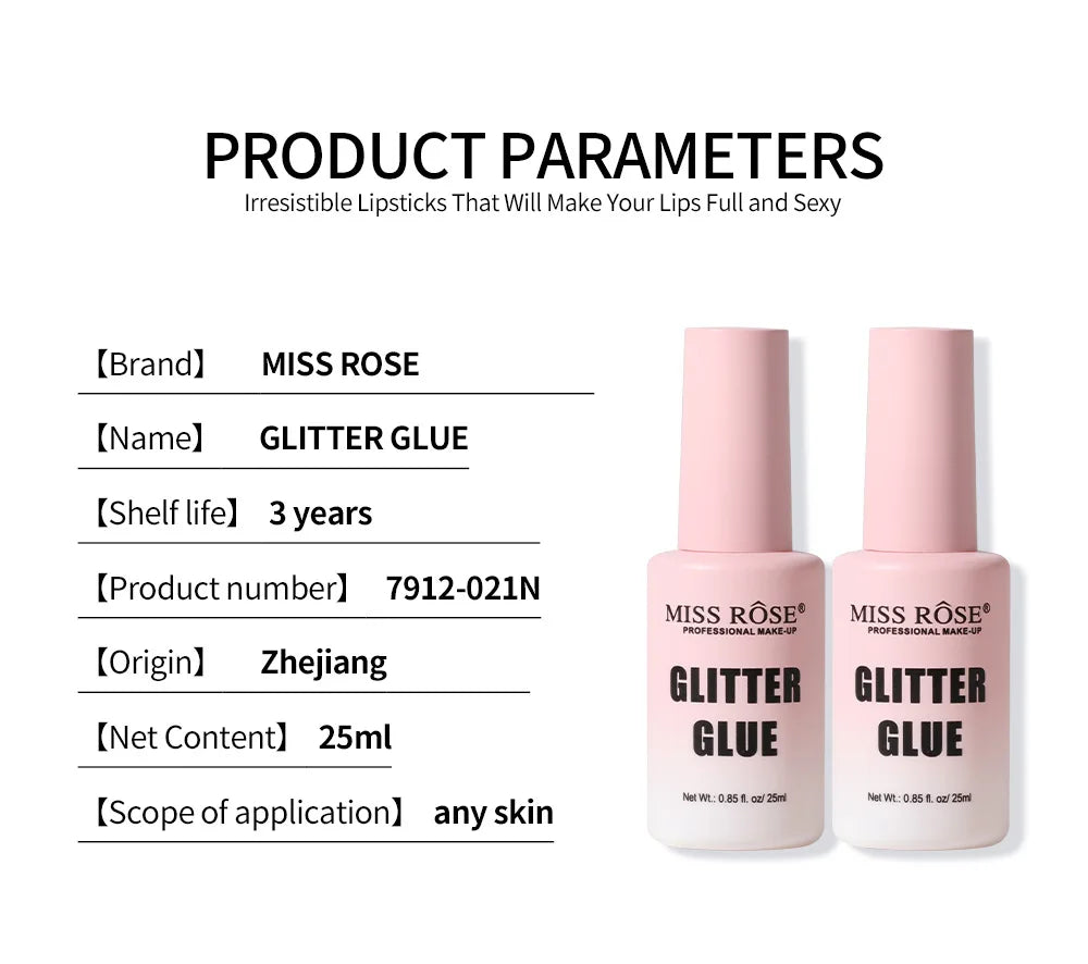 Miss Rose Makeup Face & Body Fix Gel Loose Eyeshadow Primer Glue For Glitter Eye Shadow io 0.85oz/25ml