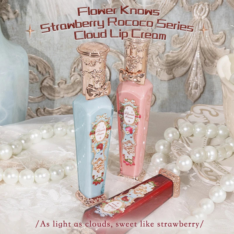 Flower Knows Strawberry Rococo Series Cloud Lip Cream Lipsticks Beauty Glazed Mirror Lip Gloss Delicate Lipstick 3.5g lip gloss