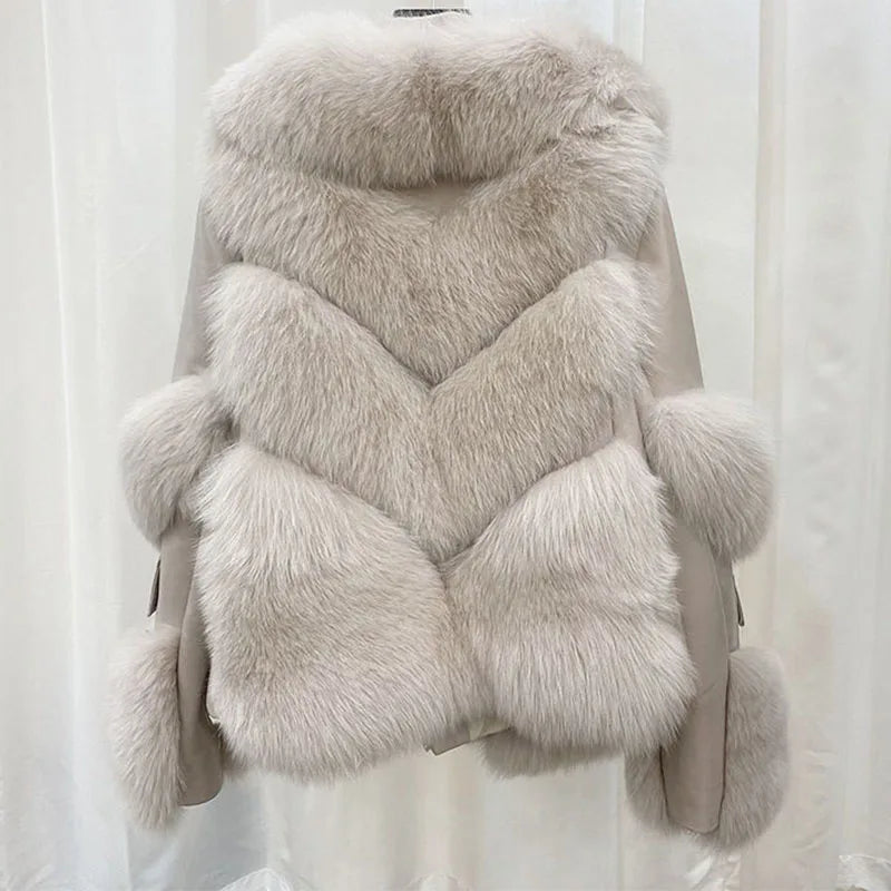 Women's Jacket with Artificial Fox Fur, Extra Thick, Warm, New - GSINAS.com