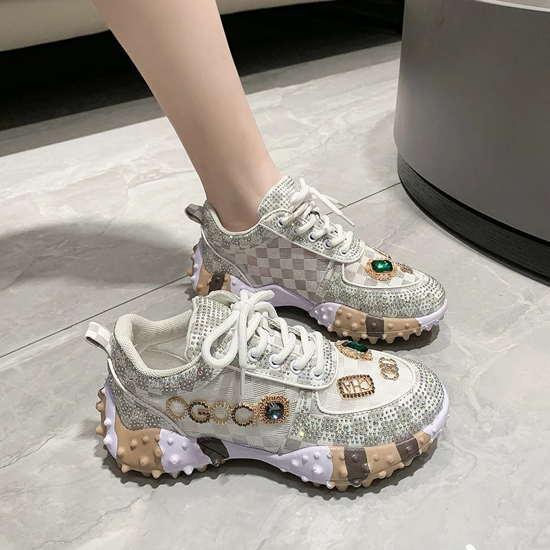 High Appearance Level High-end Thick-soled Rhinestones Foreign Air Comfortable Non-slip Breathable Wear-resistant Women's Shoes - GSINAS.com