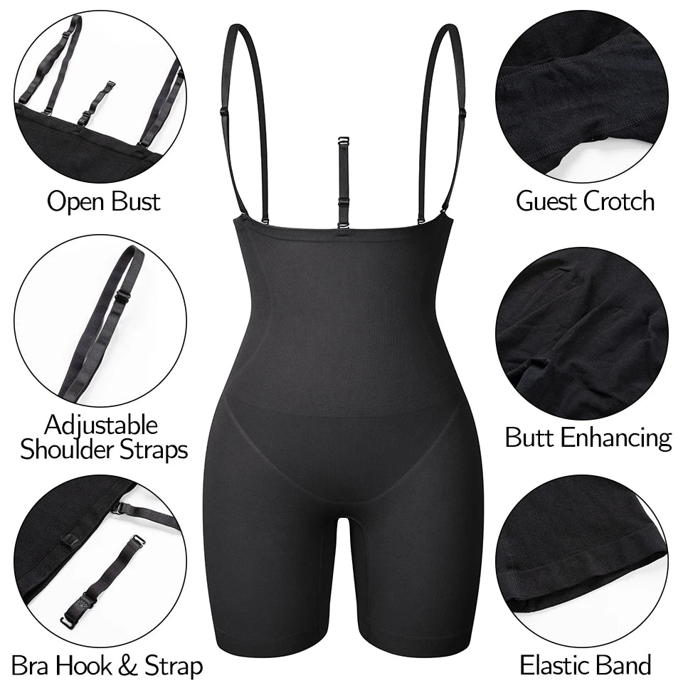 Full Body Shapewear Bodysuit - Tummy Control and Thigh Slimming Shorts.