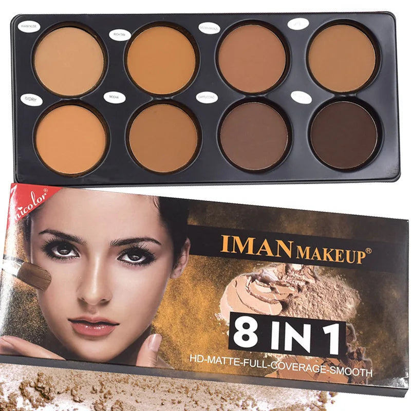 8 Colors Matte Face Foundation Contour Palette Face Makeup Palette for Women 3D Contouring Shadow Wheat Color Bronze Water Proof - GSINAS.com