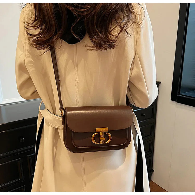 Luxury Women Brand Pu Leather Crossbody Bag Retro Chain Metal Letter Lock Flap Messenger Bag High Quality Shoulder Bag Tote - GSINAS.com