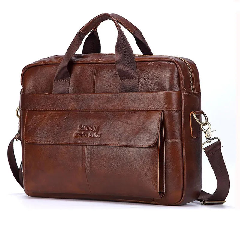 Men Genuine Leather Handbags Casual Leather Laptop Bags Male Business Travel Messenger Bags Men's Crossbody Shoulder Bag - GSINAS.com