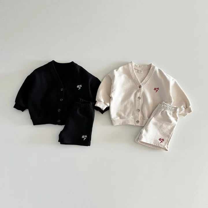 2024 Spring New Baby Long Sleeve Clothes Set Infant Girl Cotton Letter Cardigan + Shorts 2pcs Suit Toddler Boys Casual Outfits - GSINAS.com