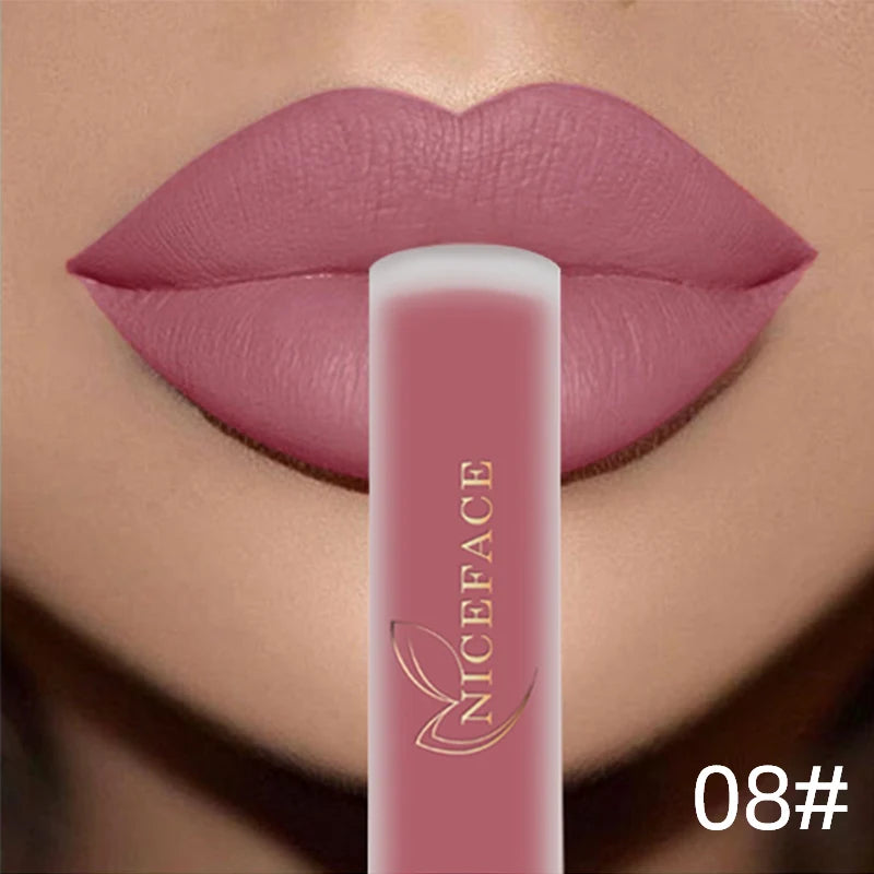 NICEFACE Nude Liquid Lipsticks Waterproof Velvet Matte Lip Gloss Long Lasting Non-stick Cup Lip Tint Makeup Pigment Cosmetics - GSINAS.com