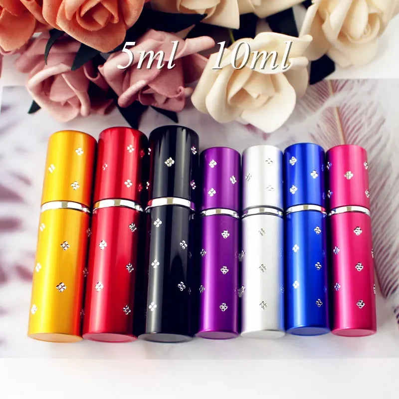 1PC 5ml 10ml Mini Portable Perfume Bottle Travel Refillable Empty Perfume Atomizer Metal Spray Scent Pump Case