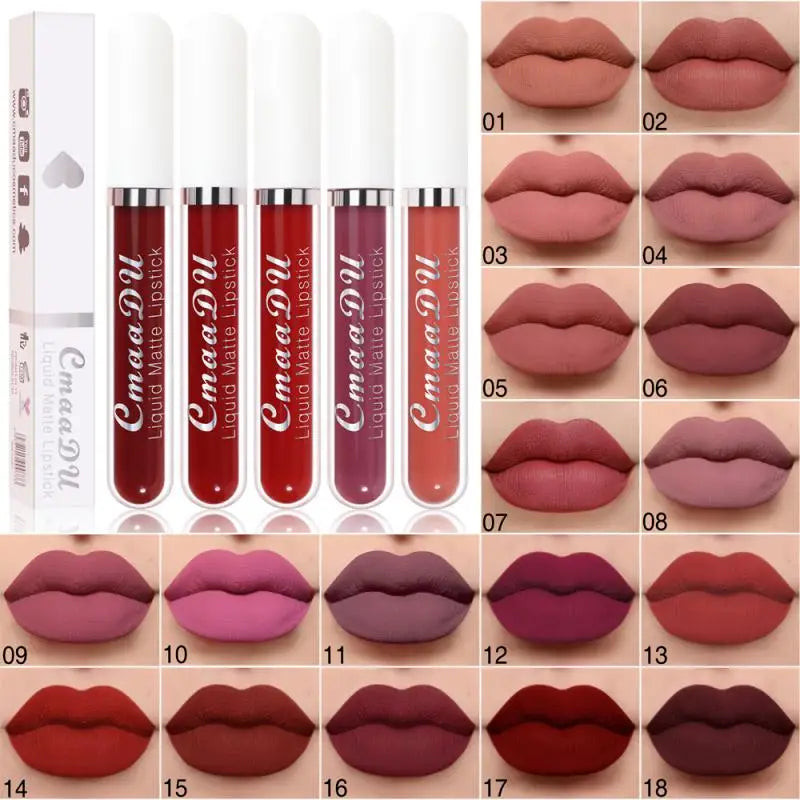 CmaaDu 18 Colors Velvet Matte Lipsticks Pencil Waterproof Long Lasting Sexy Lip Stick Non-Stick Makeup Lip Tint Pen Women 2023 - GSINAS.com