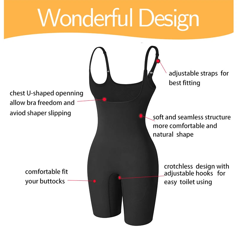 Full Body Shapewear Bodysuit - Tummy Control and Thigh Slimming Shorts. - GSINAS.com