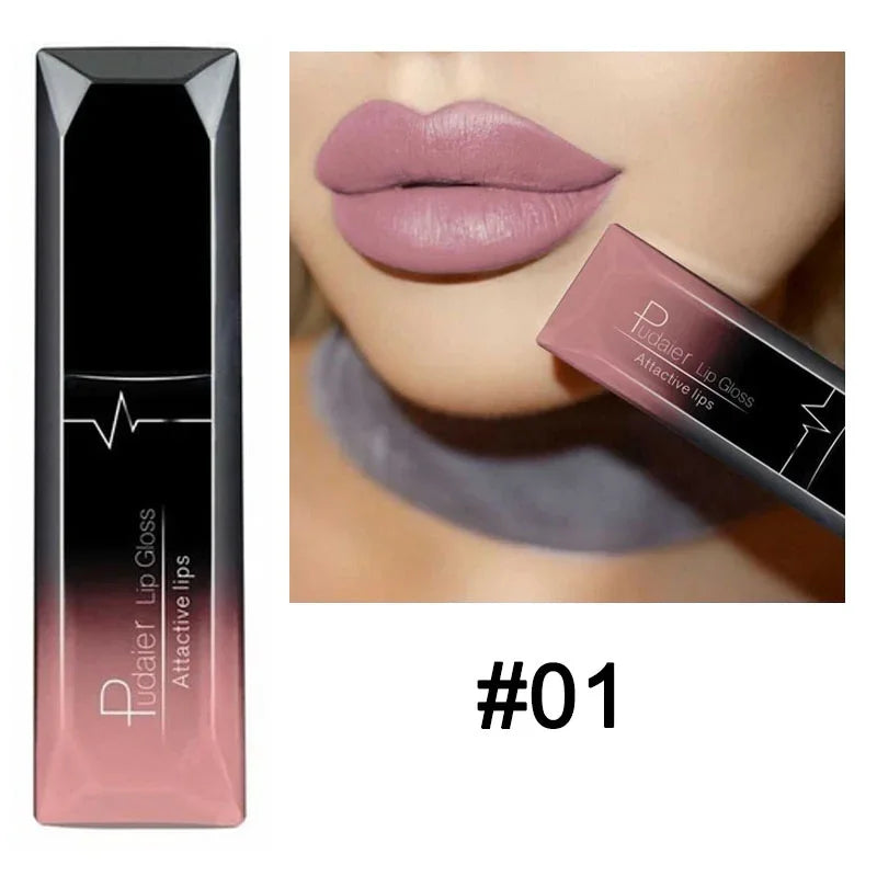 Matte Liquid Lipstick Waterproof Long Lasting Lip Gloss Tint Sexy Red Nude Purple Metallic Lipsticks Makeup Cosmetics - GSINAS.com