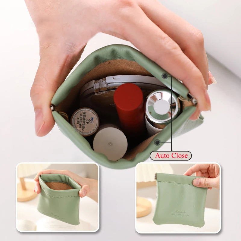 Portable PU Earphone Wire Bag Cosmetics Lipsticks Holder Case Coin Cards Pouch Travel Jewelry Sundries Organizer Pouch Mini Bag