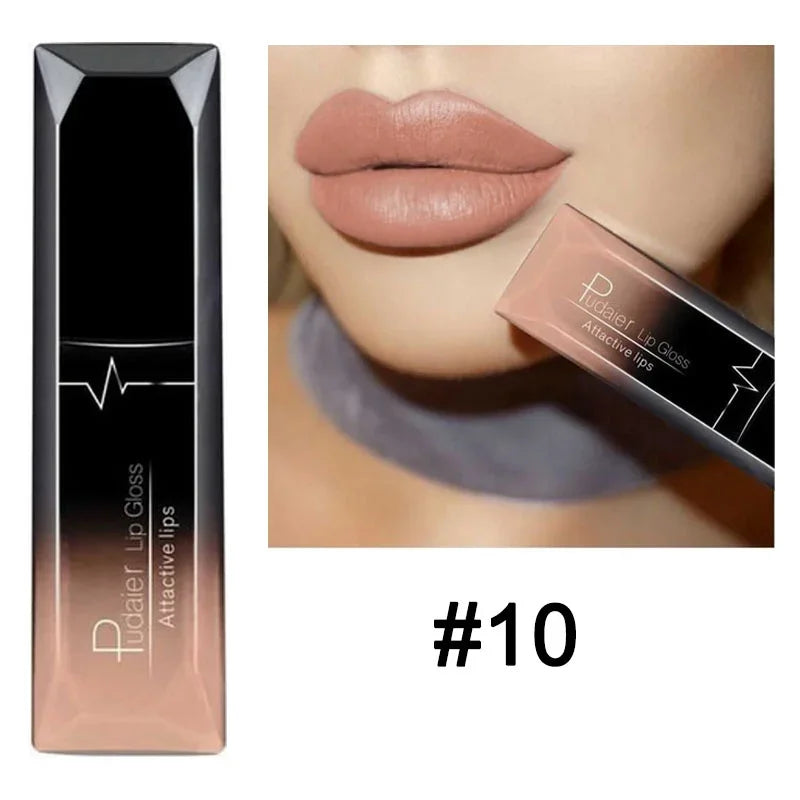 Matte Liquid Lipstick Waterproof Long Lasting Lip Gloss Tint Sexy Red Nude Purple Metallic Lipsticks Makeup Cosmetics - GSINAS.com