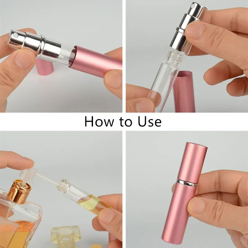 1PC 5ml 10ml Mini Portable Perfume Bottle Travel Refillable Empty Perfume Atomizer Metal Spray Scent Pump Case