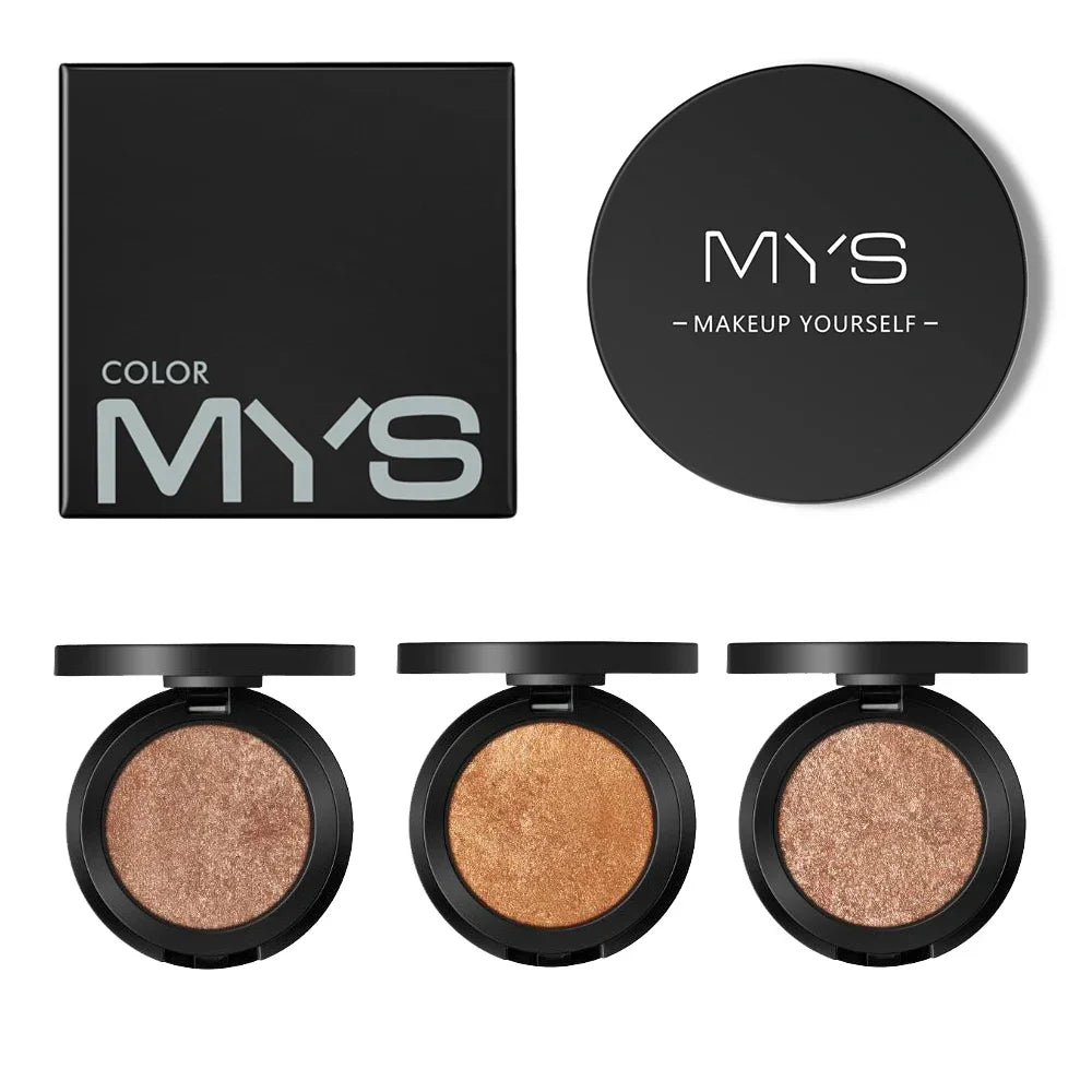 MYS Brand Face Meikkipuuteri 6 väriä Vedenpitävä Mineraalit Shimmer Brightener Contour Bronzer Highlighter Meikkipaletit 