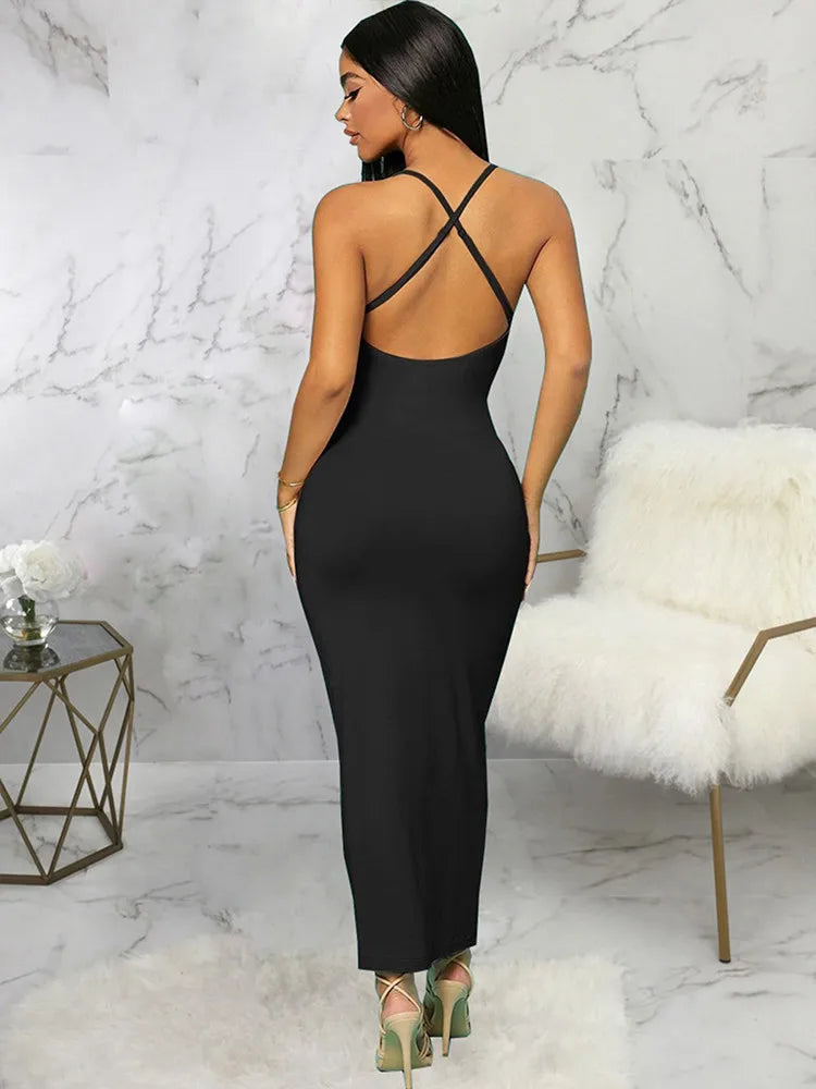 Summer Sexy Dress Women New Fashion Strap Backless Streetwear Casual Sleeveless Bodycon Dress Club Elegant Party Dresses Female - GSINAS.com