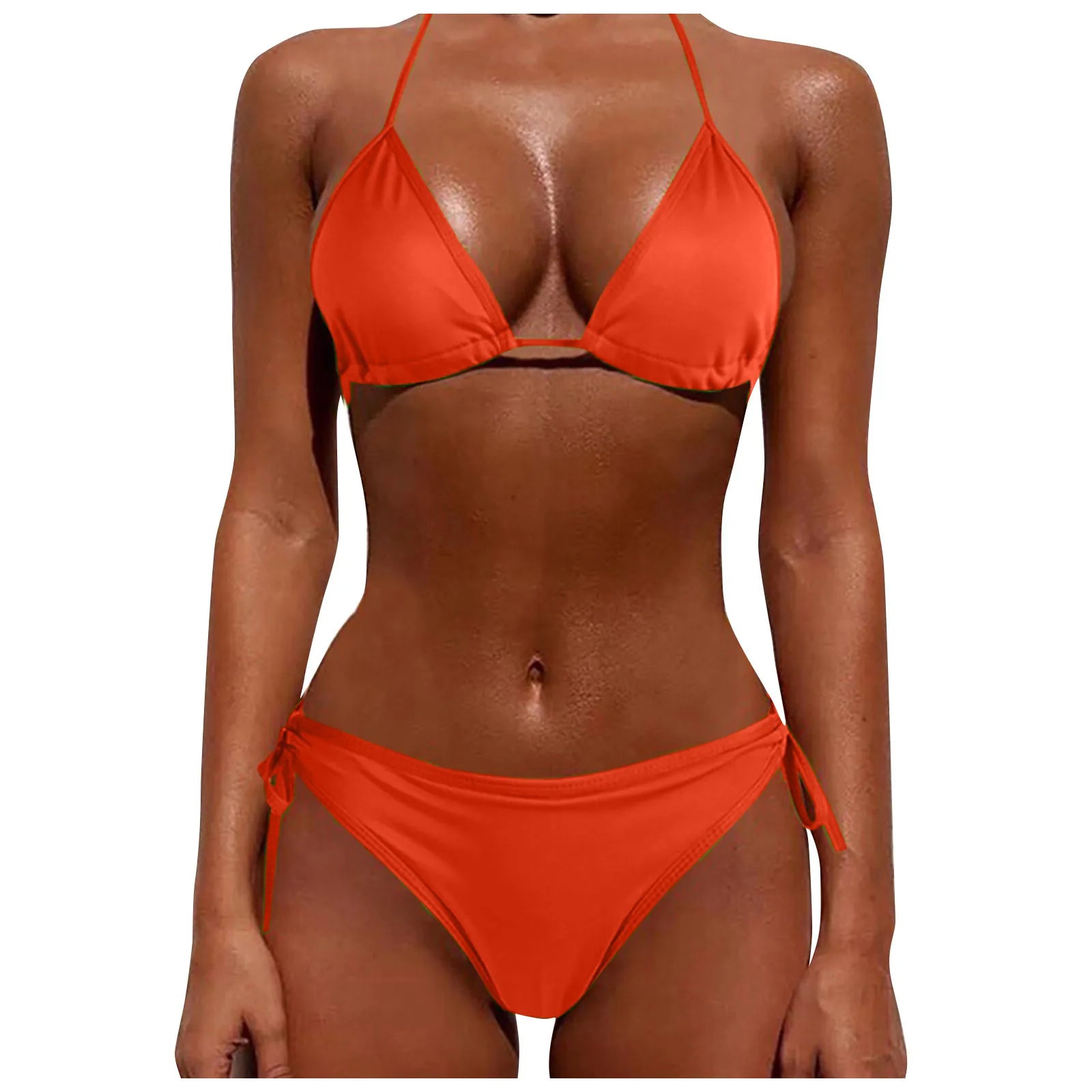 Women'S Split Bikini Set Fashion Classic Simple Solid Color Swimsuit Sexy Lace-Up Lightweight Thin Bikini Set Causal Beachwear - GSINAS.com