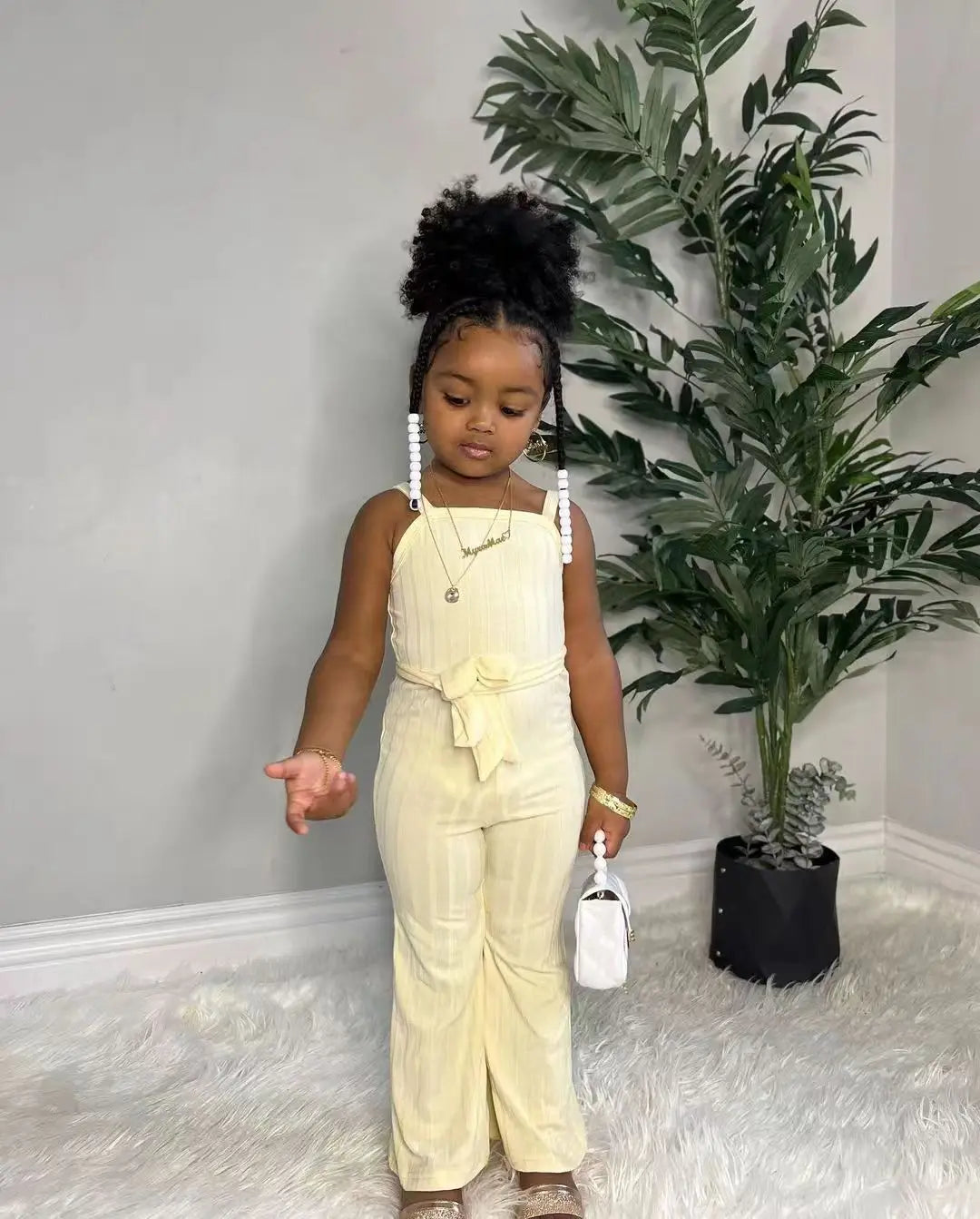 Girls Sleeveless Bodysuit Jumpsuit with Belt for Summer - 1-8 Years. - GSINAS.com