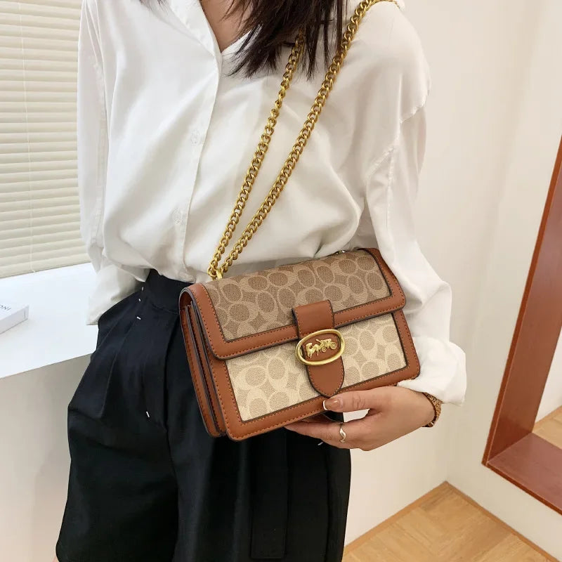 Luxury Trendy Messenger Shoulder Bag Retro Small Square Bag Ladies Chain Shoulder Bag Handbags - GSINAS.com