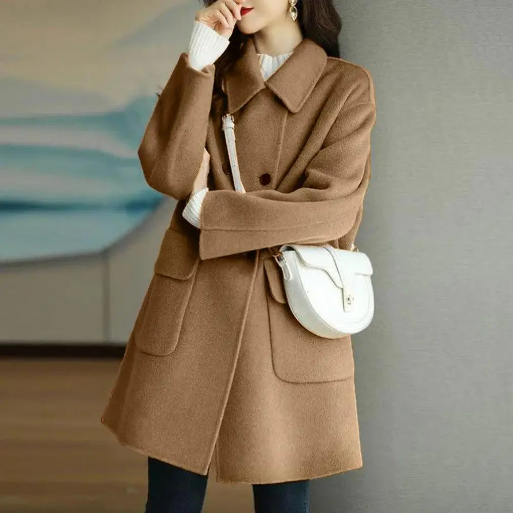 Thermal Coat with Lapel & Double-Breasted Closure