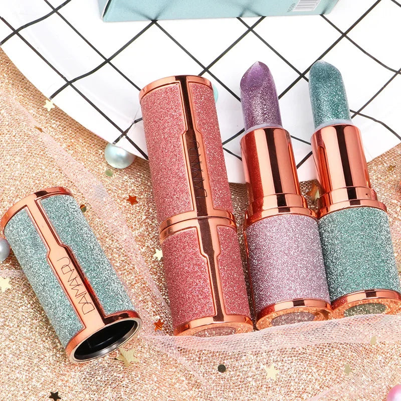 Glitter Matte Temperature Change Lipstick Waterproof Long Lasting Diamonds Lipsticks Non Stick Red Pink Lip Tint Makeup Cosmetic - GSINAS.com