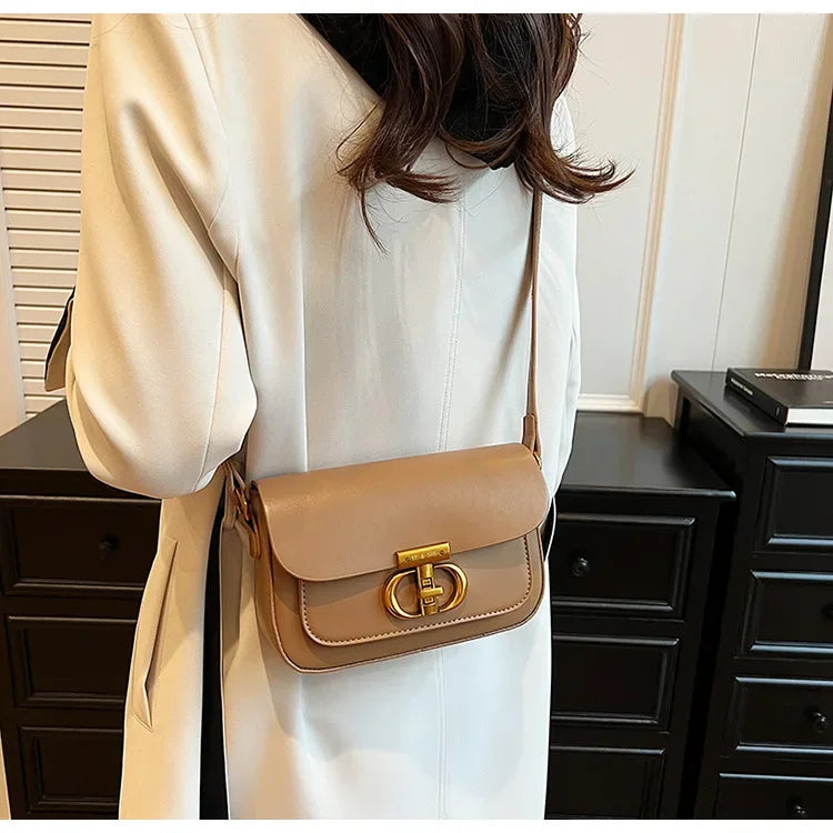 Luxury Women Brand Pu Leather Crossbody Bag Retro Chain Metal Letter Lock Flap Messenger Bag High Quality Shoulder Bag Tote - GSINAS.com