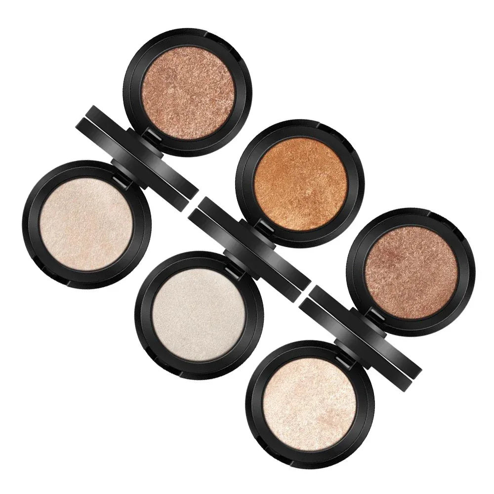 MYS Brand Face Meikkipuuteri 6 väriä Vedenpitävä Mineraalit Shimmer Brightener Contour Bronzer Highlighter Meikkipaletit 