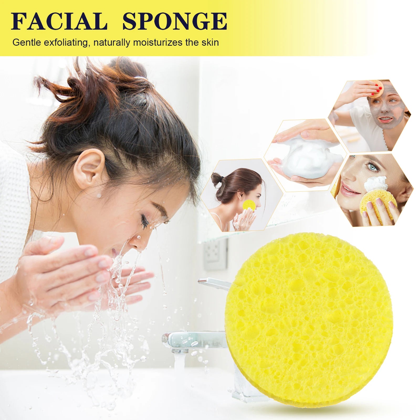 Natural Wood Pulp Sponge - 100PCS Compress Cosmetic Puff for Facial Washing and Makeup Remover - GSINAS.com